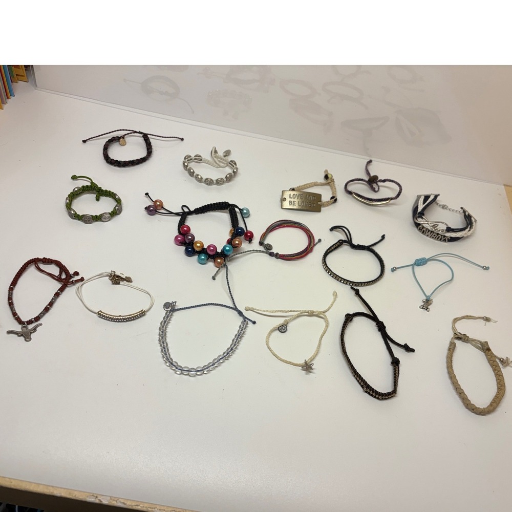 Mixed Lot 15 Cord Beaded Bracelets Pura Vida Soul Sisters Dallas Cowboys Boho